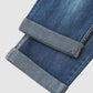 Rippede capris-jeans med opprullet kant