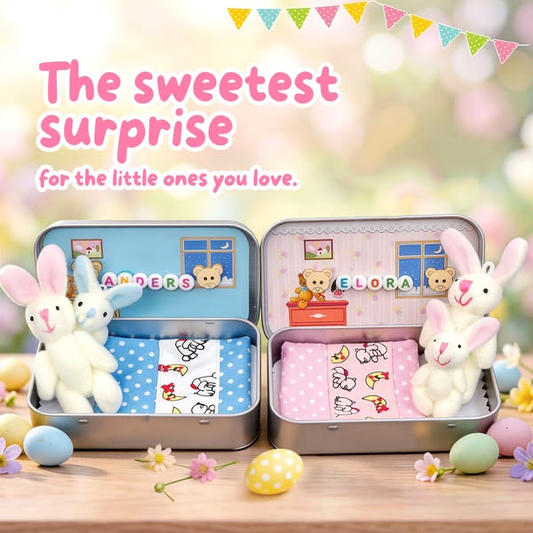 🎉Påskens beste gave 50 % rabatt🎁🐇Bunny Mummy Tiny Plush Pocket Tin