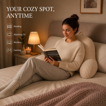🥳2026 SALG🥳💞50K+ SOLGT! 🛋️📖 50% RABATT! Multifunksjonell korsrygg-lesepute – Høy ryggstøtte, polstret nakkestøtte & polstrede sidearmlener. Fløyelstrekk, avtakbart vaskbart trekk – perfekt for seng, sofa & gulv! 🛯️💤