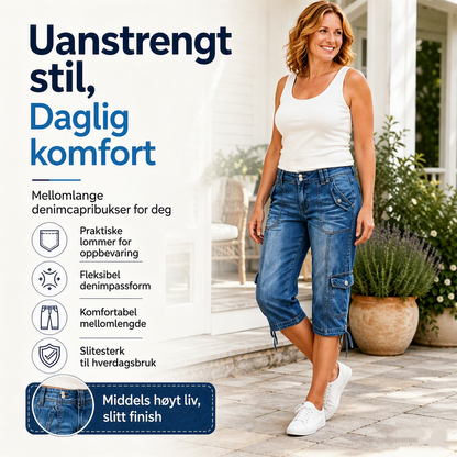 Capri-jeans med rett ben for kvinner