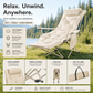 🏕️ 50% RABATT – Justerbar campingstol med fotstøtte – premium Oxford-stoff – forsterket ramme – tåler 136 kg – stabil på sand og gjørme