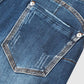 Rippede capris-jeans med opprullet kant