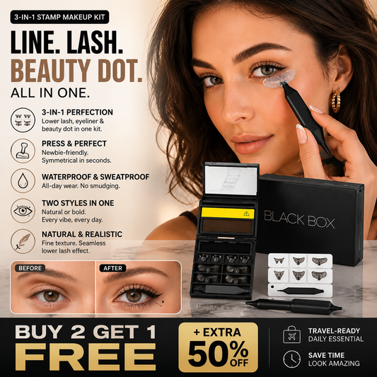 👁️ KJØP 2 FÅ 1 GRATIS – 3-i-1 stempel makeup sett – kun 99 kr/stk – undervipper, eyeliner & prikker – vanntett – enkel påføring