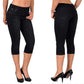 Rippede capris-jeans med opprullet kant