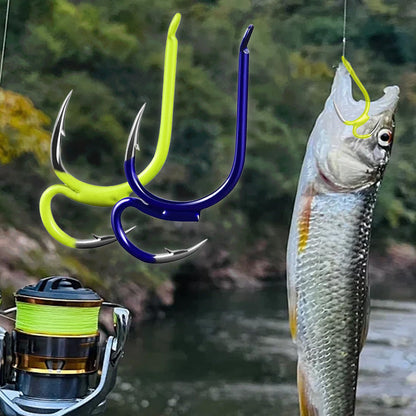 🎣 Dobbelt fiskekrok i 100C karbonstål – ultraskaarp, anti-avhaking, rustbestandig. Perfekt for walleye og tøffe forhold! ✨💪
