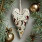 DIY hjerteformet håndbrodert julepynt/pyntesett