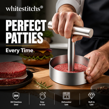🔥 50 % RABATT! 🥩 Steikepresse – rund bøfform | Matvaregodkjent 304 rustfritt stål – hamburgerformer