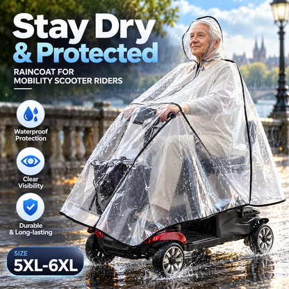 🥳2026 POPULÆRT TILBUD🥳💞Over 50 000 eksemplarer solgt! 🌧️♿ Vanntett regnjakke for bevegelseshemmede scooterbrukere – gjennomsiktig modell som sikrer god sikt, slitesterk og i størrelsene 5XL–6XL. Hold deg tørr og trygg på regnfulle turer! 🛡️✅