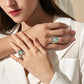Classic Design Geometric Blue-Yellow Adjustable Rotating Ring