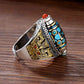 Classic Design Geometric Blue-Yellow Adjustable Rotating Ring