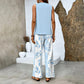 Dames Trendy Print 2-delige Outfits Mouwloze Topp & Broek
