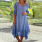 🌼Siste dagssalg 49% OFF🌼Damekjole i elegant ensfarget rund hals med løs passform