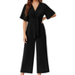 ⏰🎁Elegant V-hals jumpsuit med vid midje og slips for kvinner