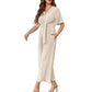 ⏰🎁Elegant V-hals jumpsuit med vid midje og slips for kvinner