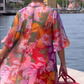 ⏰🎁Rød, blomstret chiffonkjole med trykk