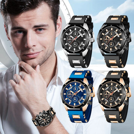 ⌚Business-klokke med stor urskive og kalenderkvarts