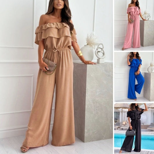 🌞Summer Sale🌺 Women’s Off - Shoulder Ruffle Jumpsuit – 60% OFF