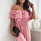 🌞Summer Sale🌺 Women’s Off - Shoulder Ruffle Jumpsuit – 60% OFF