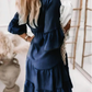 👗Sommerkjole med V-hals og volanger - lett sommerkjole i denimlook