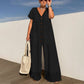 Moteriktig løs jumpsuit med V-hals for kvinner