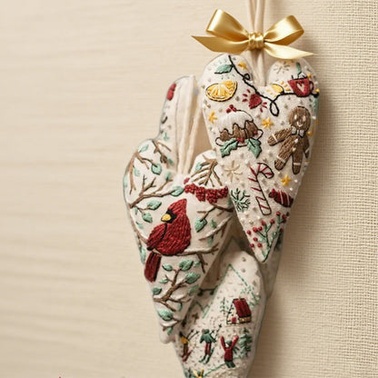 DIY hjerteformet håndbrodert julepynt/pyntesett