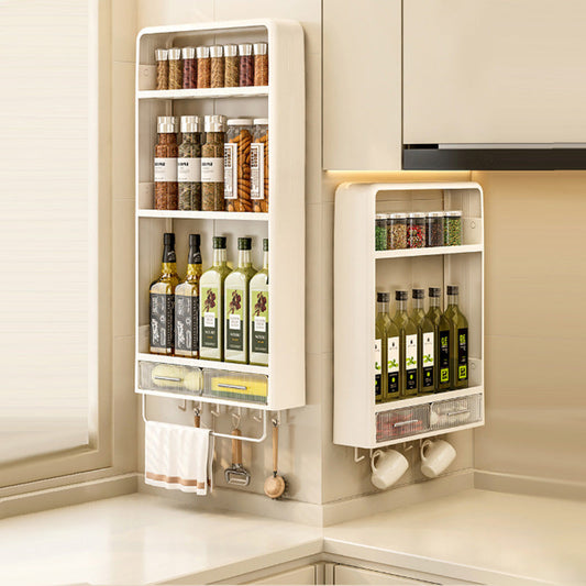 Veggmonterte oppbevaringshyller med skuff til badet