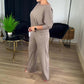 Elegant 3-delt sett: lang cardigan, topp og bukse