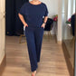 Elegant 3-delt sett: lang cardigan, topp og bukse