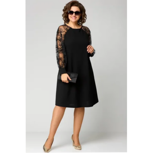 👑【S-4XL】👗Elegant svart sexy blonderkjole