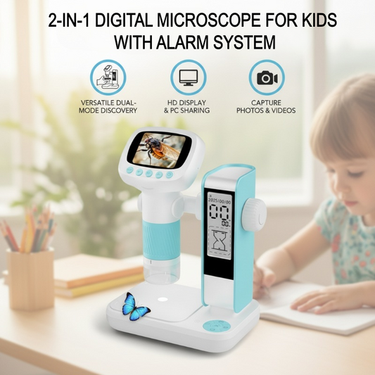 🔥🎁2-i-1 digitalt mikroskop for barn med alarmsystem