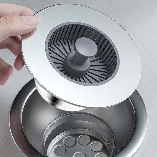 Pop-up avløpsstopper med sil til vask