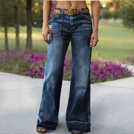 ✨🔥Retro-flarejeans med lommer for kvinner👖