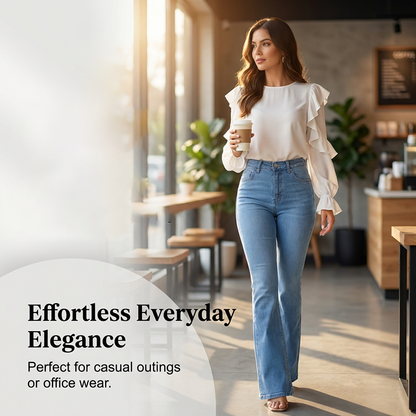 ⏰🎁Dame flared jeans med høyt liv og stretch