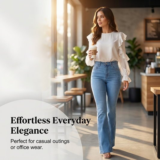 ⏰🎁Dame flared jeans med høyt liv og stretch