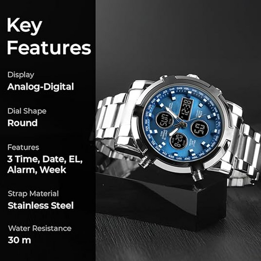 ⏰🎁Vanntett militærklokke for menn – analog-digital, rustfritt stål og støtsikker 🛡️
