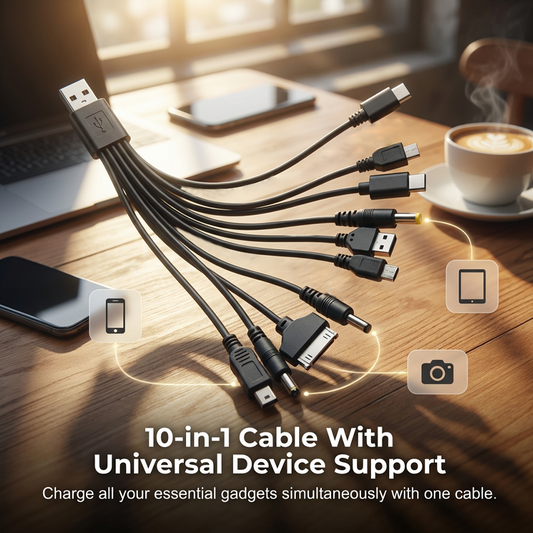 Universell 10-i-1 USB-ladekabel for Alle Enheter