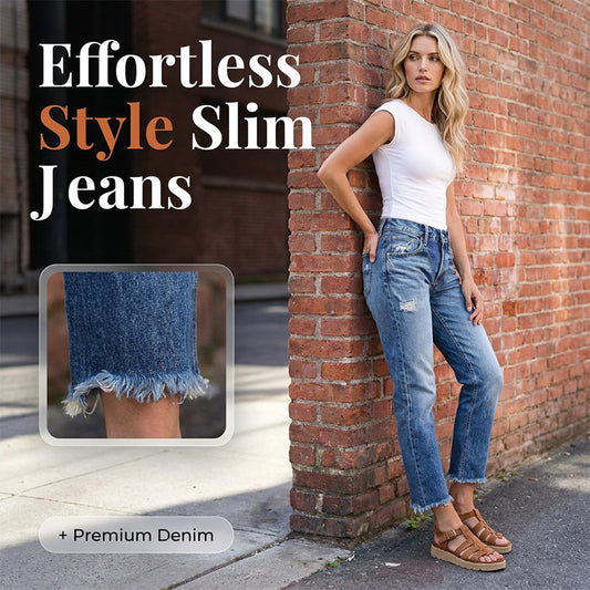 ⏰🎁Fasjonable slim-fit slitte jeans til dame