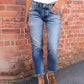 ⏰🎁Fasjonable slim-fit slitte jeans til dame