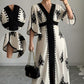 👗Elegant maxi-kjole med V-hals og mønster for kvinner