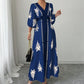 👗Elegant maxi-kjole med V-hals og mønster for kvinner