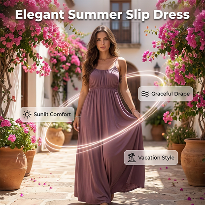 👗 50% RABATT – Elegant sommer slip dress – fransk inspirert – justerbar snøring – pustende stoff – størrelse S-5XL – perfekt til ferien