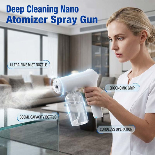🥳2026 HETSALG🥳💞OVER 50 000 SOLGT!🚗🏠 50% RABATT! Trådløs nanospraypistol – justerbar tåke, ingen ledninger i veien. Perfekt til desinfisering og støvfjerning. En rengjøringsfavoritt! 🔫🌿