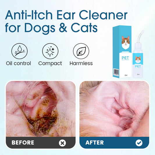 🐾 Kløestillende Ørerens for Hund & Katt – Lindrer Kløe & Fjerner Smuss! ✨ Skånsom Formel – Perfekt for Sensitive Ører. 🧴 Enkel Påføring – Kjøp 3 for 10% Ekstra Rabatt! 🐕
