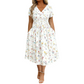 👗 Damekjole med V-utringning, blomstermønster og vridd midje
