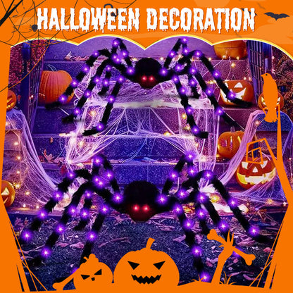 🎃Gigantisk Halloween Edderkopp-Nettlys & Hårete Edderkopp Dekor – Velg 5m LED-Nett, 150cm Edderkopp eller Komplett Sett