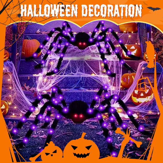 🎃Gigantisk Halloween Edderkopp-Nettlys & Hårete Edderkopp Dekor – Velg 5m LED-Nett, 150cm Edderkopp eller Komplett Sett