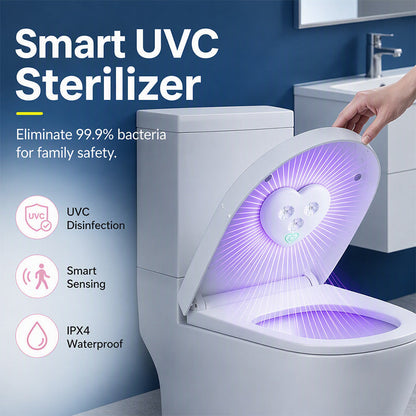 🚽 KJØP 1, FÅ 1 GRATIS – UVC toalett sterilisator – UV-lys – smart sensor – kompakt hjertedesign – for et renere toalettmiljø – 2 enheter til prisen av 1