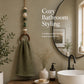 🌾 Dekorativ håndkleholder med perler og trering for bad og kjøkken